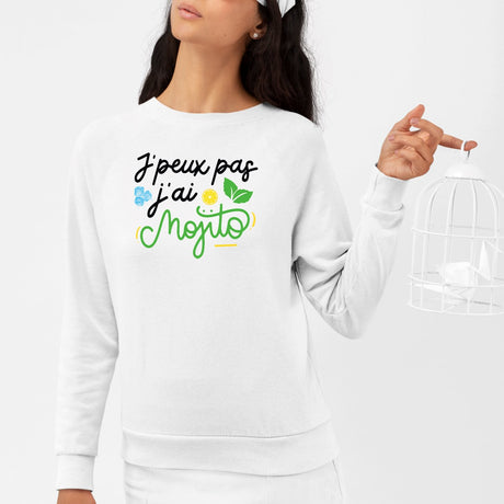 Sweat Adulte J'peux pas j'ai mojito Blanc