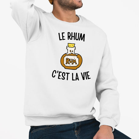 Sweat Adulte Le rhum c'est la vie Blanc