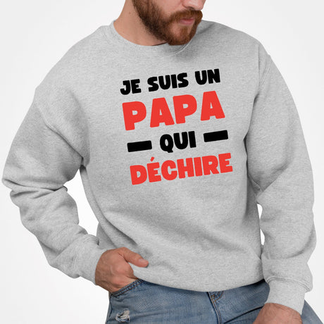 Sweat Adulte Papa qui déchire Gris