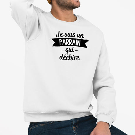 Sweat Adulte Parrain qui déchire Blanc