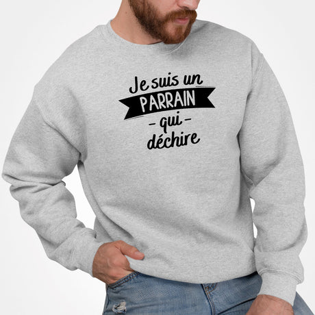 Sweat Adulte Parrain qui déchire Gris