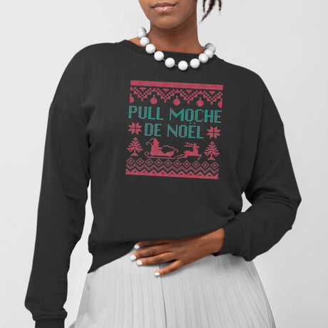 Sweat Adulte Pull moche de Noël Noir