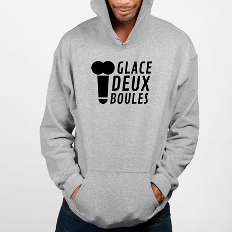 Sweat Capuche Adulte Glace deux boules Gris