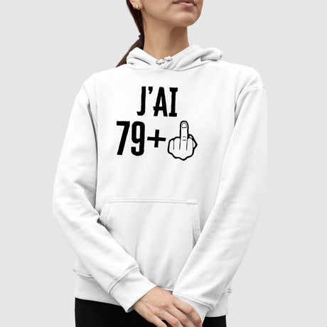 Sweat Capuche Adulte J'ai 80 ans 79 + 1 Blanc