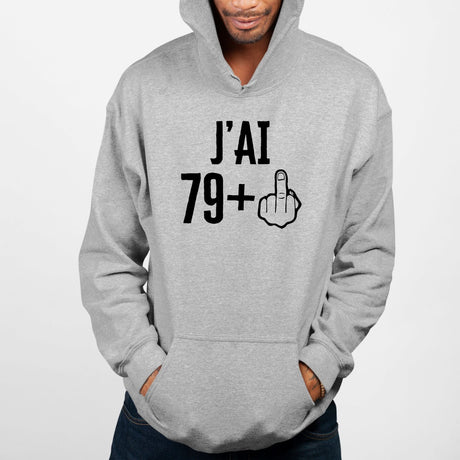 Sweat Capuche Adulte J'ai 80 ans 79 + 1 Gris