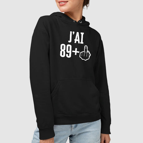 Sweat Capuche Adulte J'ai 90 ans 89 + 1 Noir