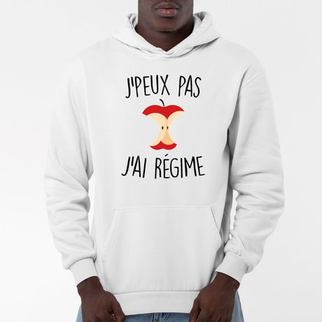 Sweat Capuche Adulte J'peux pas j'ai régime Blanc