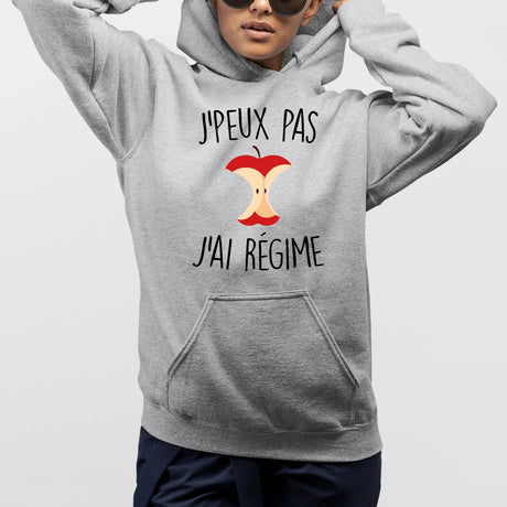 Sweat Capuche Adulte J'peux pas j'ai régime Gris