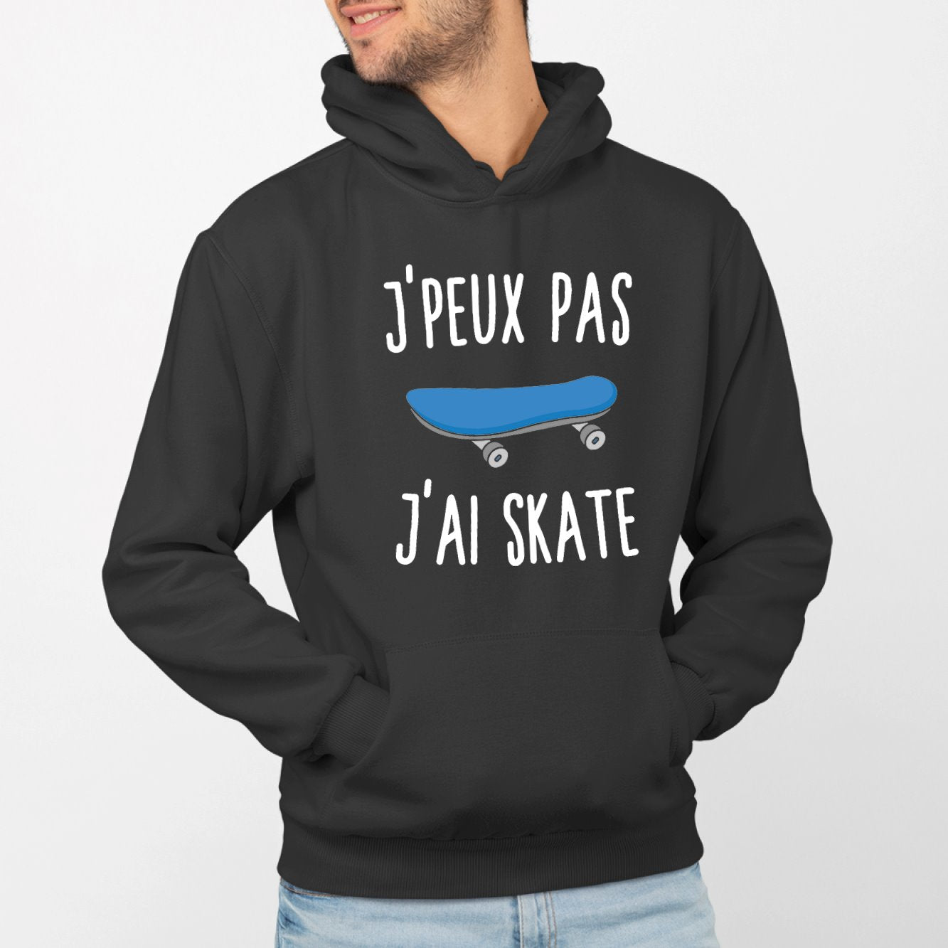 Sweat Capuche Adulte J'peux pas j'ai skate Noir