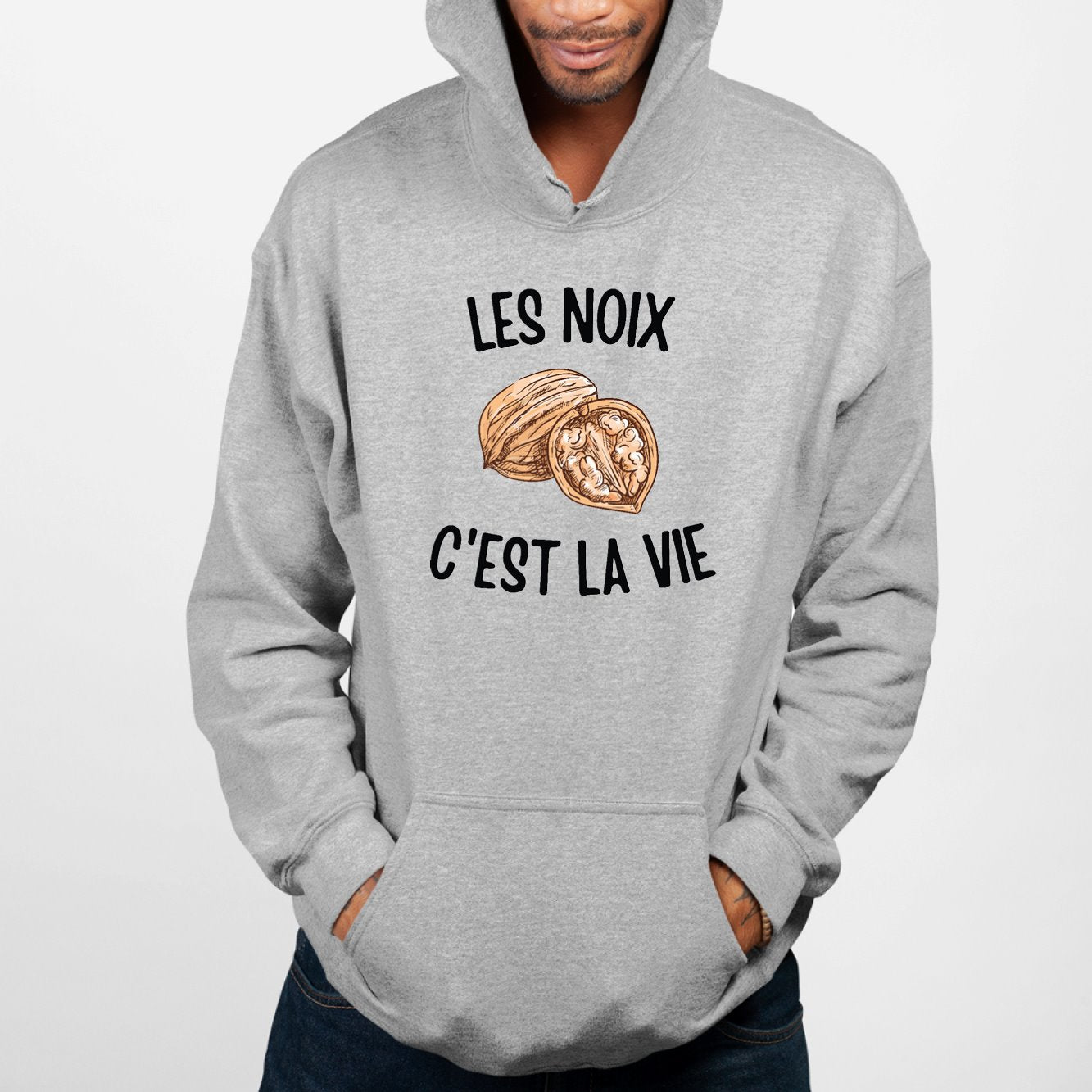 Sweat Capuche Adulte Les noix c'est la vie Gris