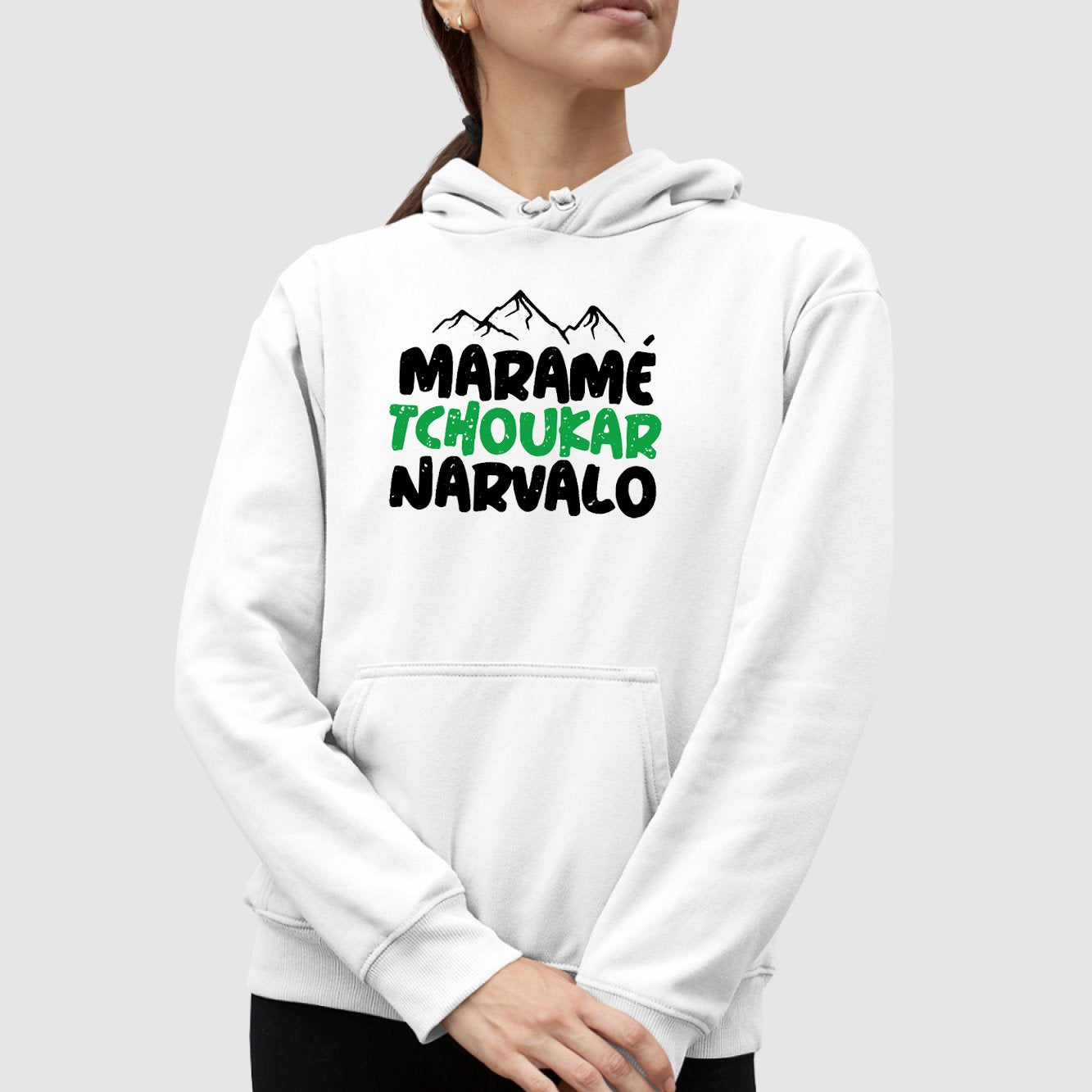 Sweat Capuche Adulte Maramé tchoukar narvalo Blanc