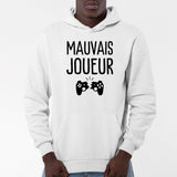 Sweat Capuche Adulte Mauvais joueur Blanc