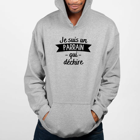 Sweat Capuche Adulte Parrain qui déchire Gris