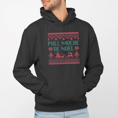 Sweat Capuche Adulte Pull moche de Noël Noir