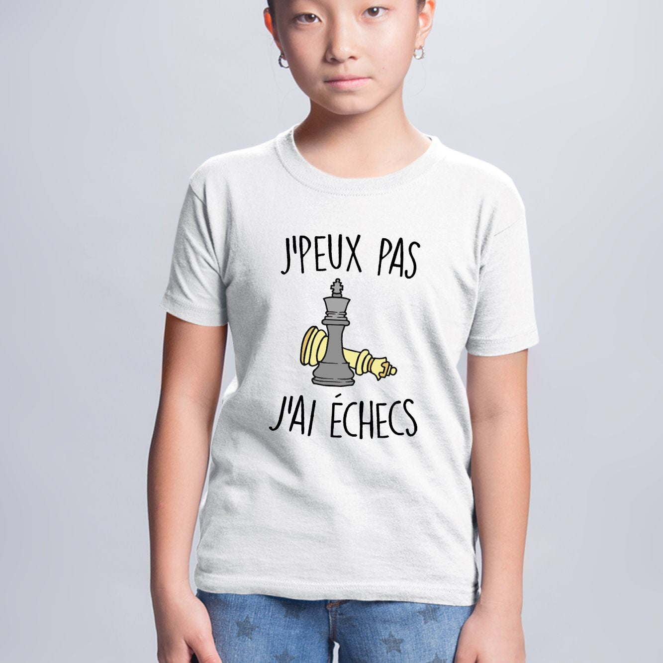 T-Shirt Enfant J'peux pas j'ai échecs Blanc