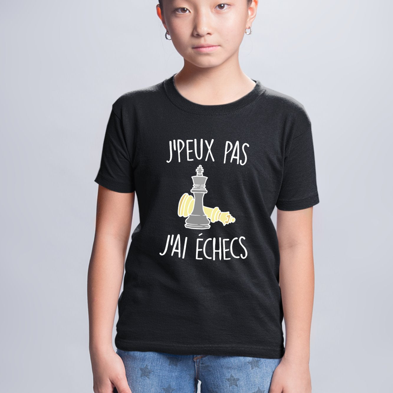 T-Shirt Enfant J'peux pas j'ai échecs Noir