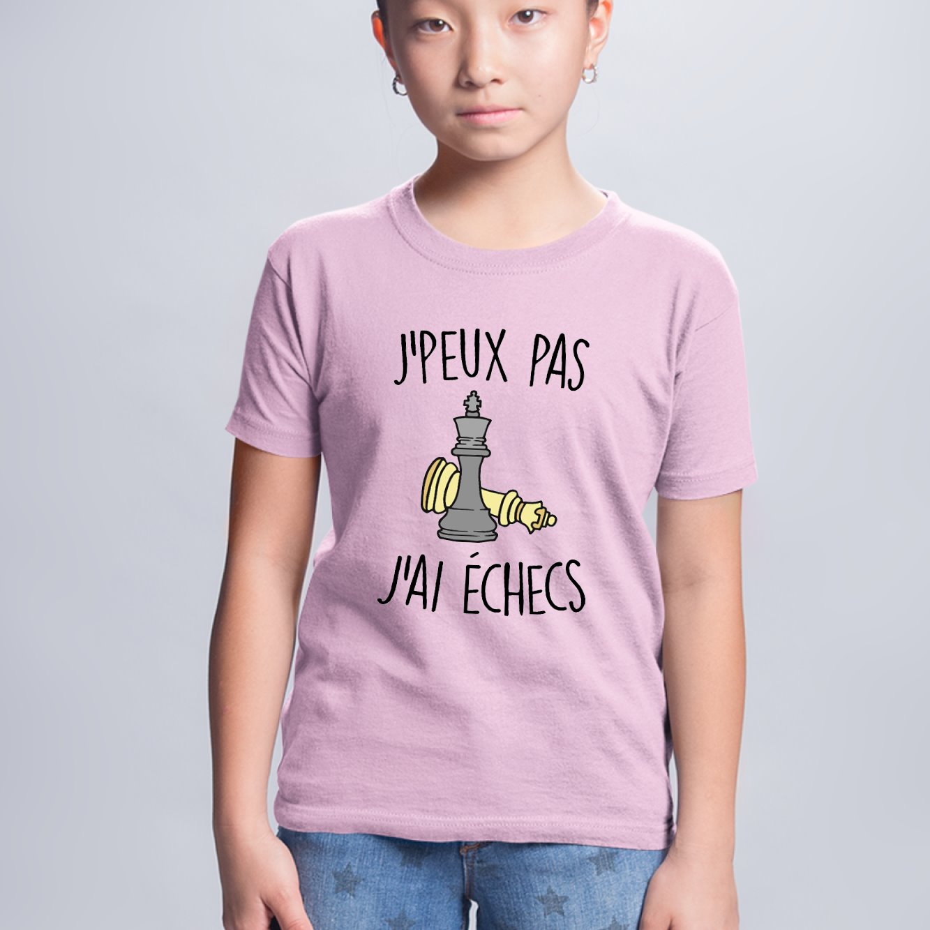 T-Shirt Enfant J'peux pas j'ai échecs Rose