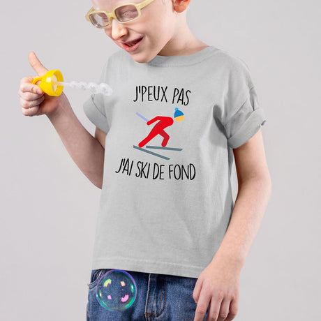 T-Shirt Enfant J'peux pas j'ai ski de fond Gris