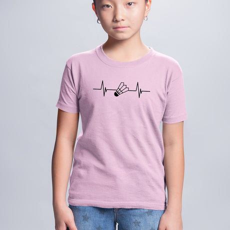 T-Shirt Enfant Rythme cardiaque badminton Rose