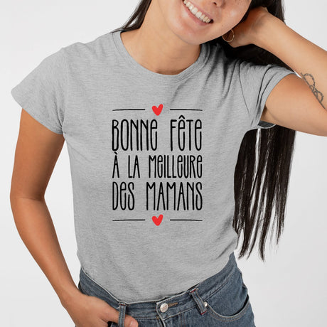 T-Shirt Femme Bonne fête à la meilleure des mamans Gris