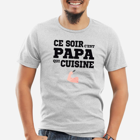 T-Shirt Homme Ce soir c'est papa qui cuisine Gris