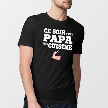 T-Shirt Homme Ce soir c'est papa qui cuisine Noir