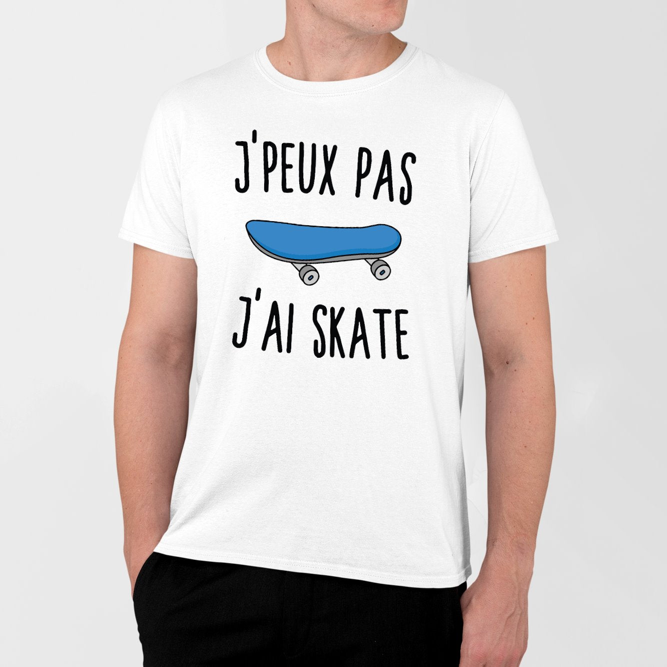 T-Shirt Homme J'peux pas j'ai skate Blanc