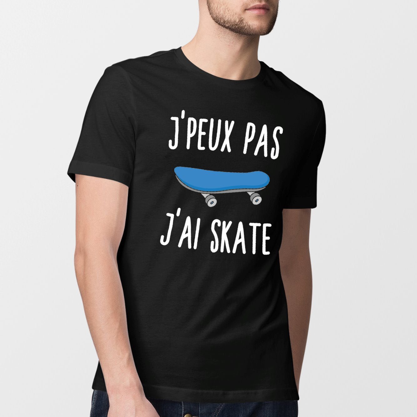 T-Shirt Homme J'peux pas j'ai skate Noir