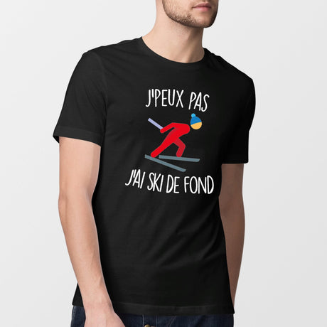 T-Shirt Homme J'peux pas j'ai ski de fond Noir