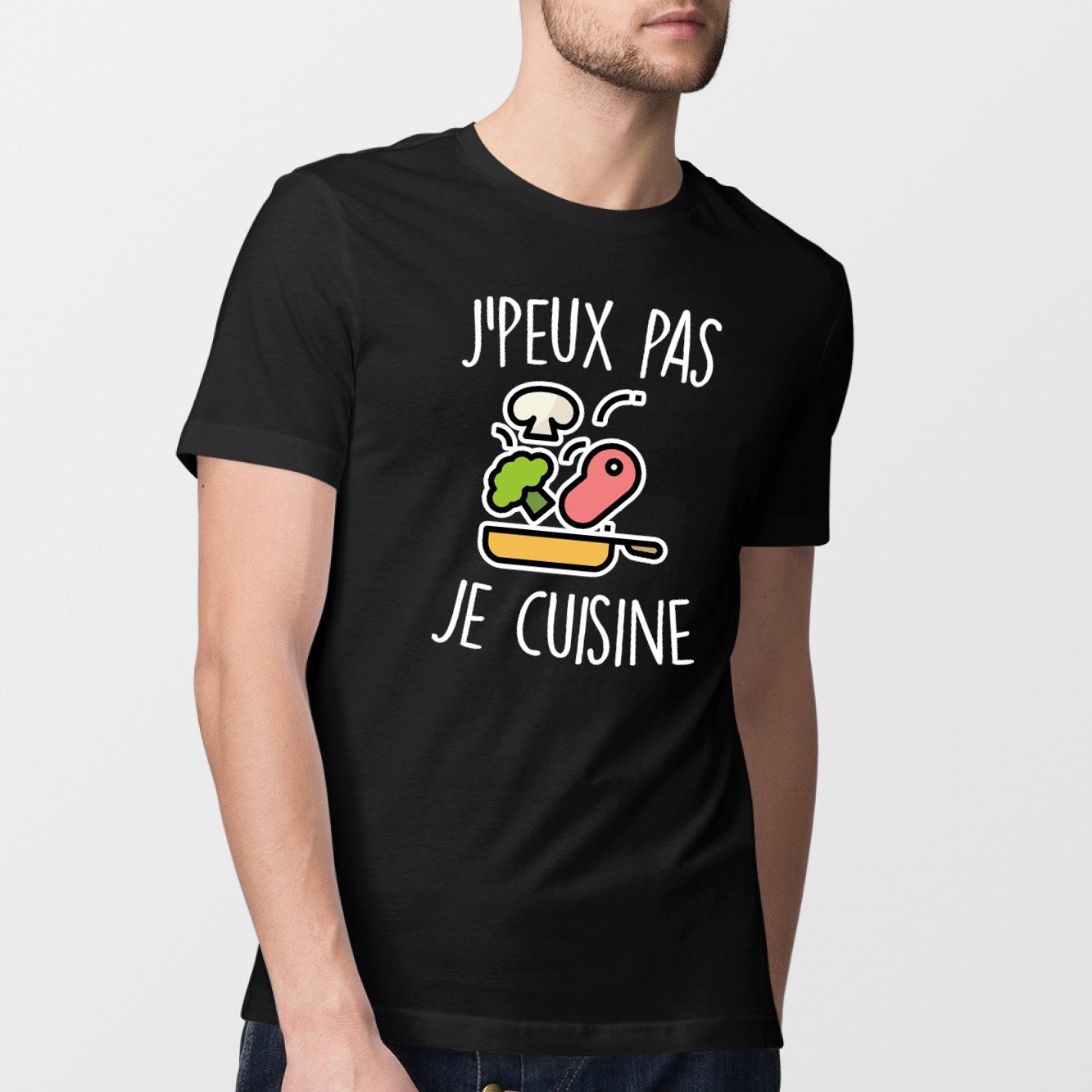 T-Shirt Homme J'peux pas je cuisine Noir