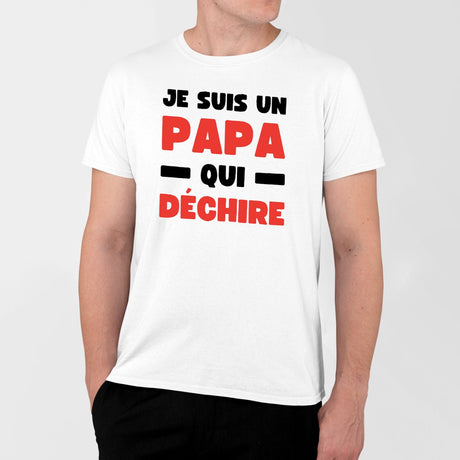 T-Shirt Homme Papa qui déchire Blanc