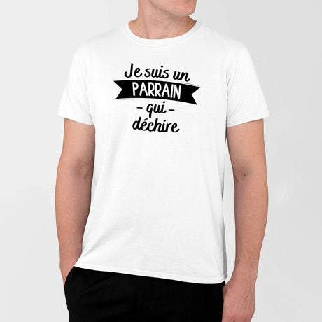 T-Shirt Homme Parrain qui déchire Blanc