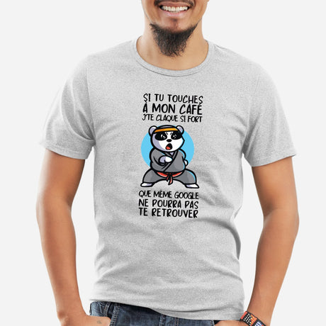 T-Shirt Homme Si tu touches à mon café je te claque Gris