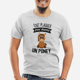 T-Shirt Homme Tout plaquer pour devenir un poney Gris