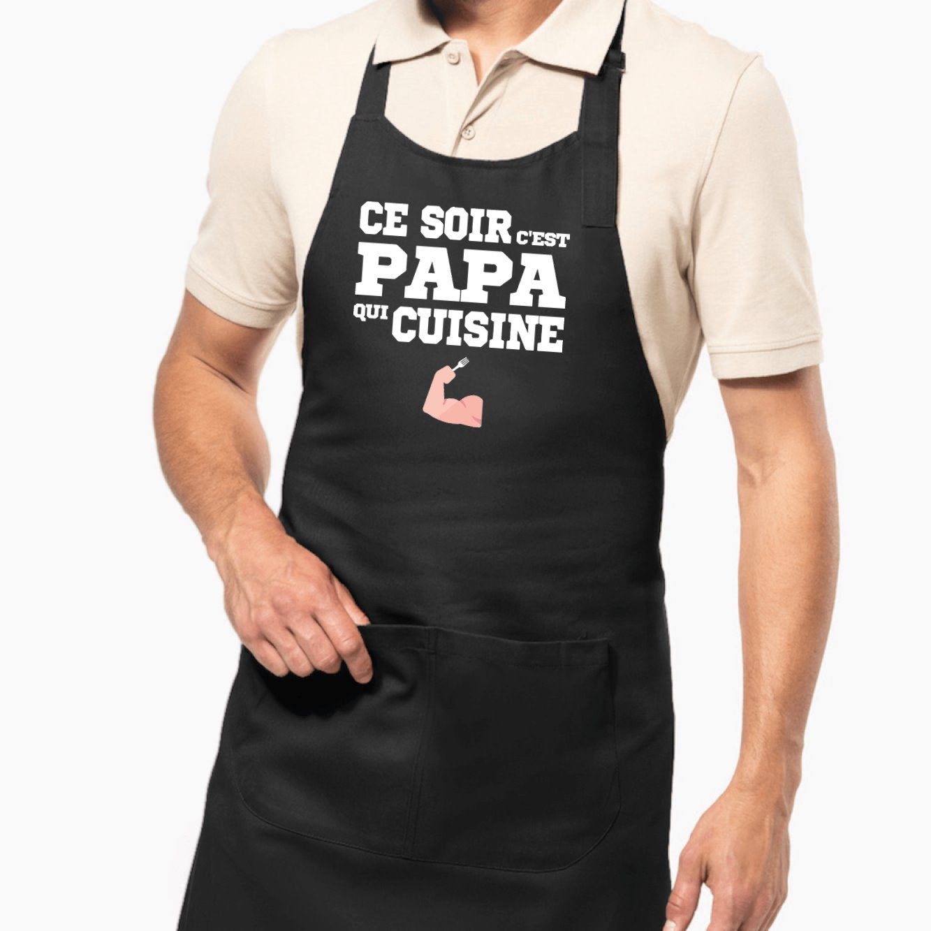 Tablier Ce soir c'est papa qui cuisine Noir