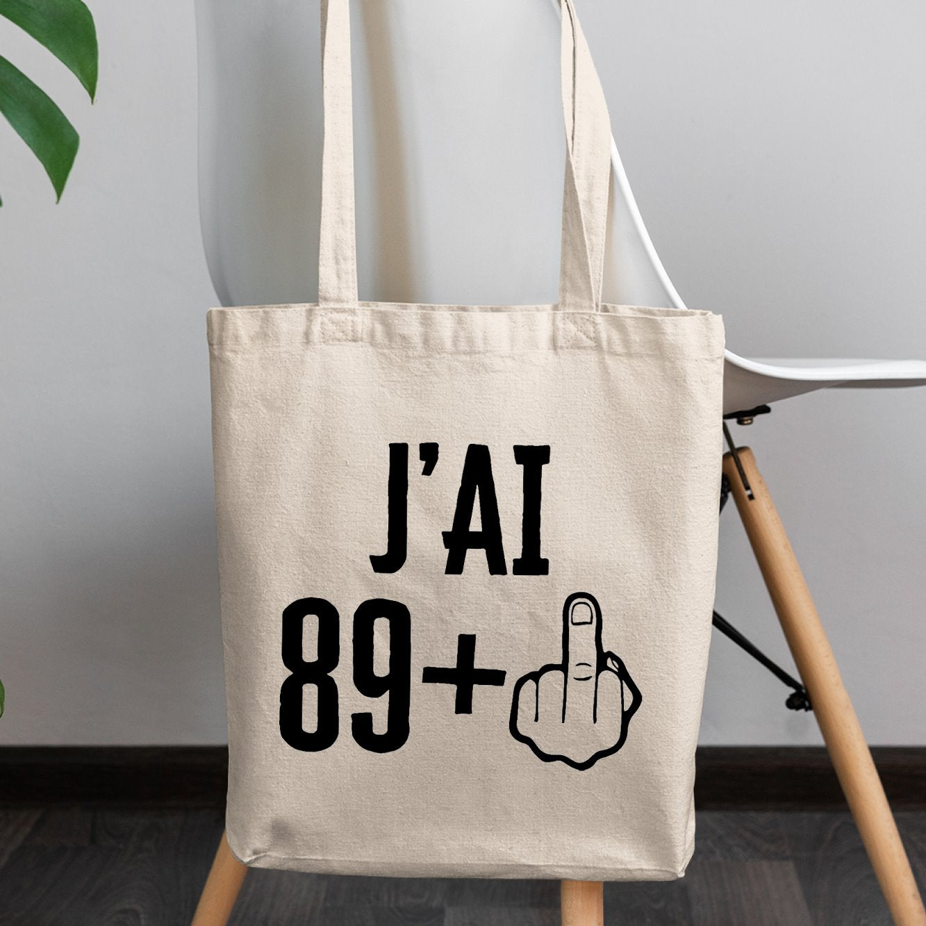 Tote bag J'ai 90 ans 89 + 1 Beige