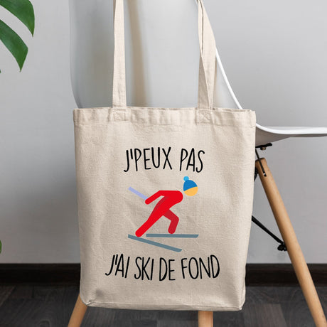 Tote bag J'peux pas j'ai ski de fond Beige