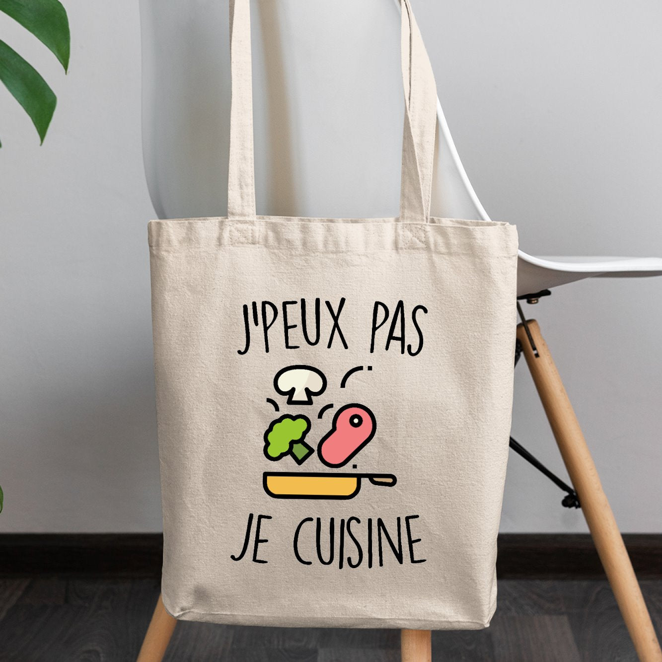 Tote bag J'peux pas je cuisine Beige