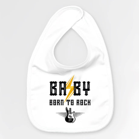 Bavoir Bébé Baby born to rock Blanc