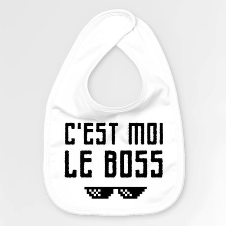 Bavoir Bébé C'est moi le boss Blanc