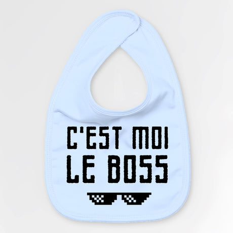 Bavoir Bébé C'est moi le boss Bleu