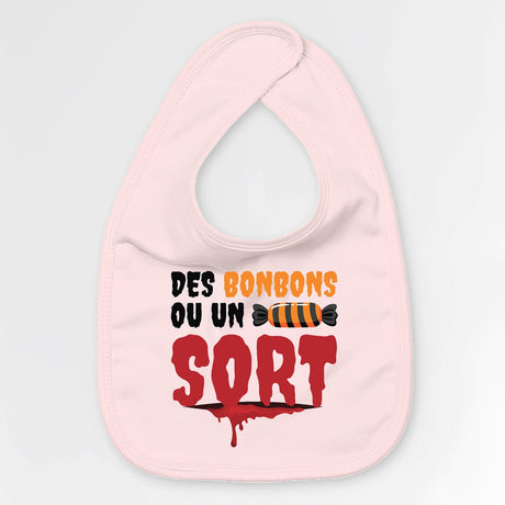 Bavoir Bébé Des bonbons ou un sort Rose