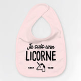 Bavoir Bébé Je suis une licorne Rose