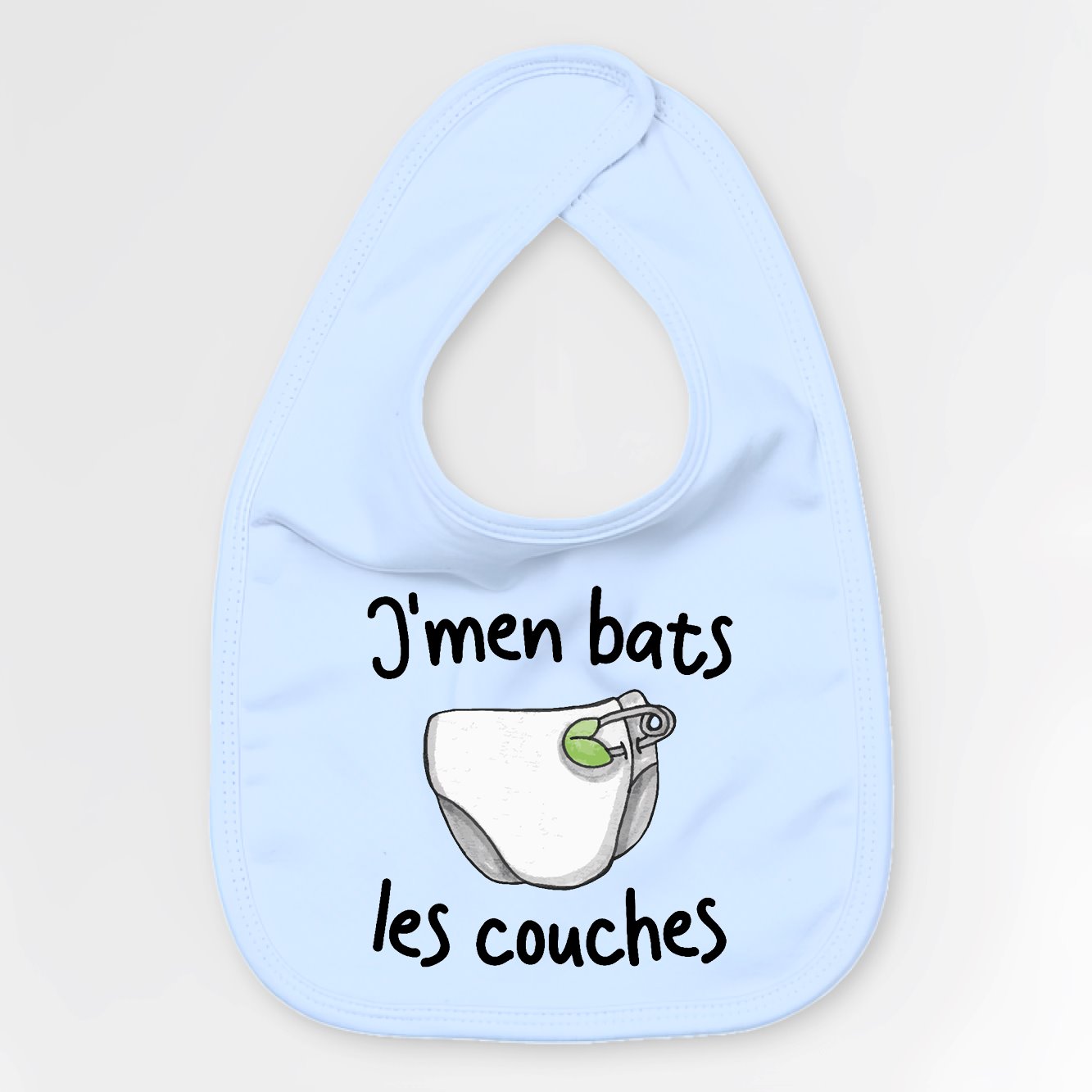 Bavoir Bébé J'm'en bats les couches Bleu