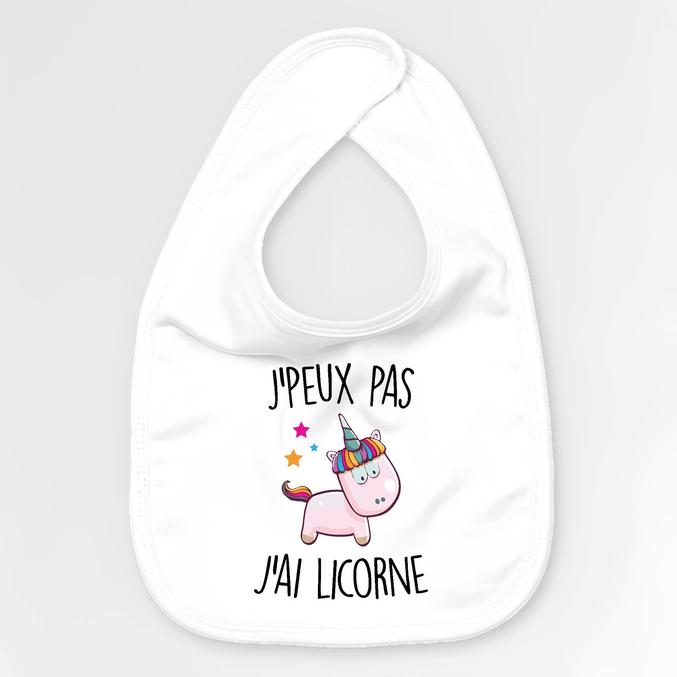 Bavoir Bébé J'peux pas j'ai licorne Blanc