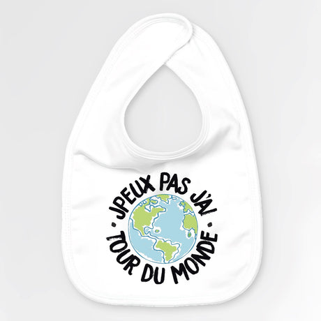 Bavoir Bébé J'peux pas j'ai tour du monde Blanc