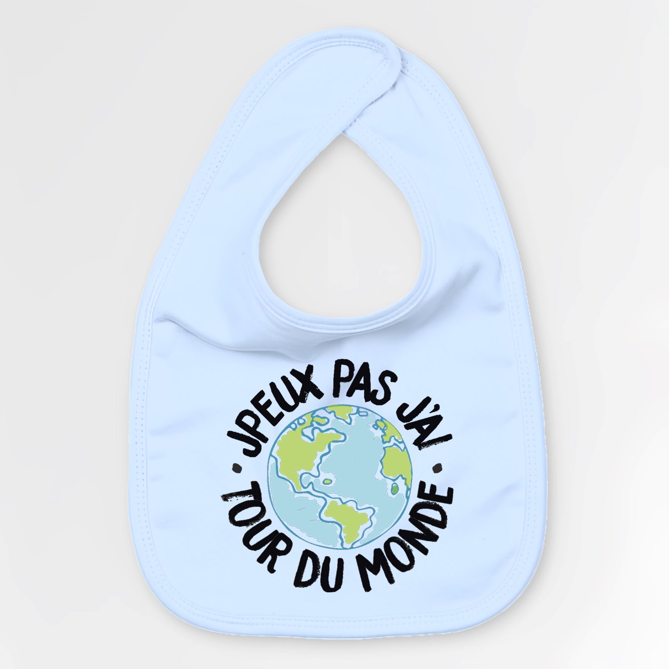 Bavoir Bébé J'peux pas j'ai tour du monde Bleu