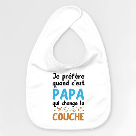 Bavoir Bébé Papa qui change la couche Blanc