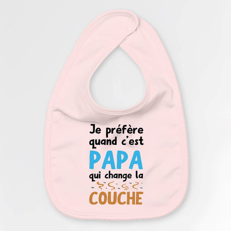 Bavoir Bébé Papa qui change la couche Rose
