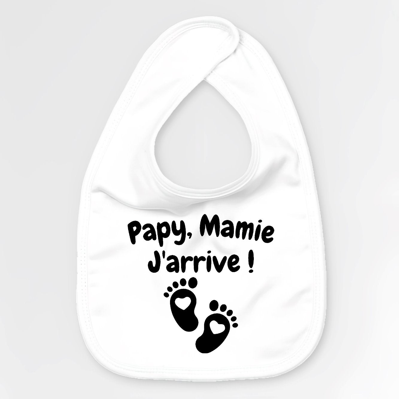 Bavoir Bébé Papy mamie j'arrive Blanc